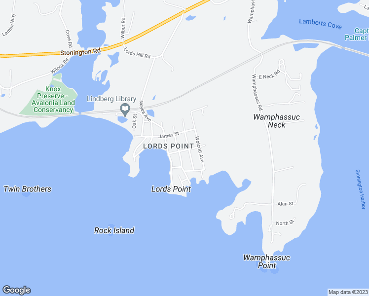 map of restaurants, bars, coffee shops, grocery stores, and more near 15 Hopkins Street in Stonington