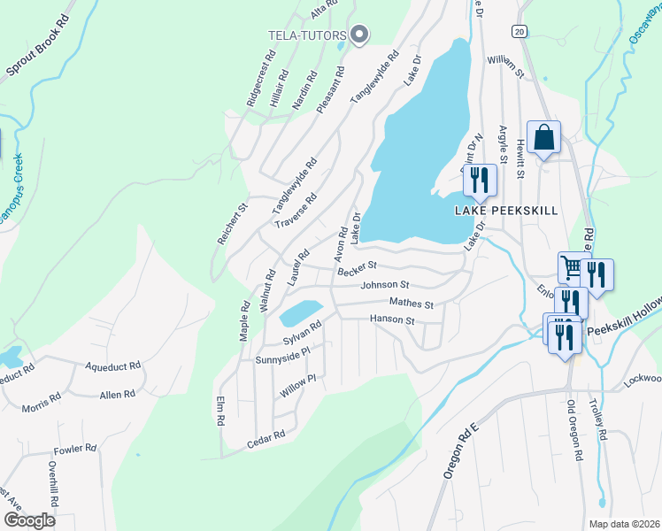 map of restaurants, bars, coffee shops, grocery stores, and more near 29 Avon Road in Putnam Valley