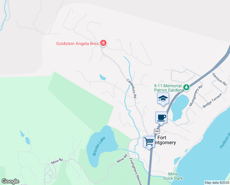 map of restaurants, bars, coffee shops, grocery stores, and more near 12 Krieger Road in Fort Montgomery