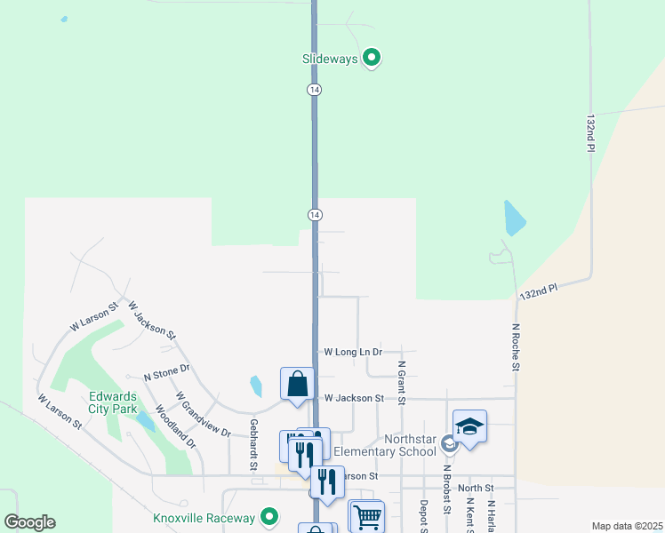 map of restaurants, bars, coffee shops, grocery stores, and more near 2003 Iowa 14 in Knoxville