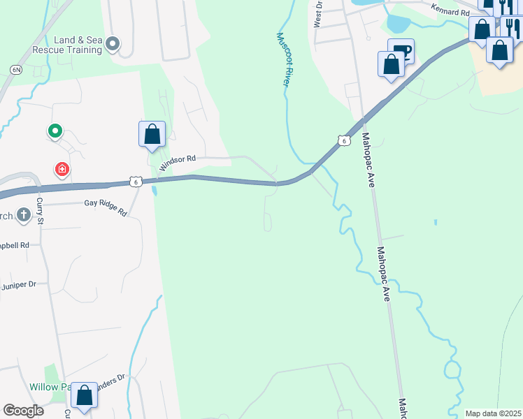 map of restaurants, bars, coffee shops, grocery stores, and more near 8 Muscoot River Road in Yorktown Heights