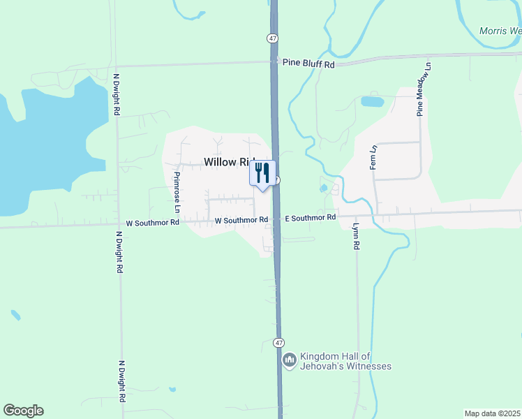 map of restaurants, bars, coffee shops, grocery stores, and more near 3485 Illinois 47 in Morris