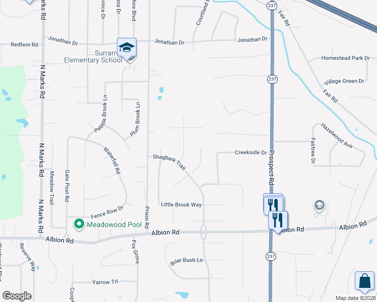 map of restaurants, bars, coffee shops, grocery stores, and more near 10282 Oak Branch Trail in Strongsville