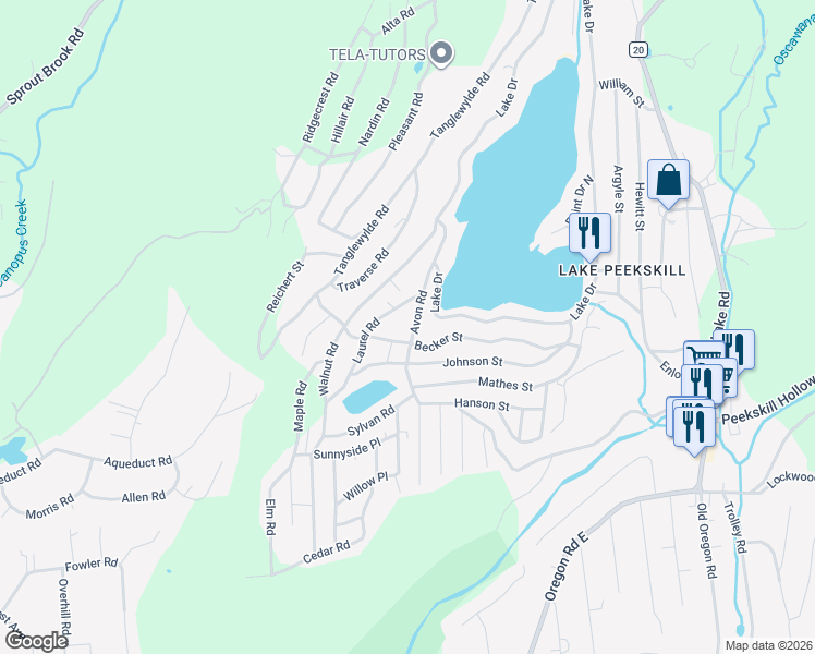map of restaurants, bars, coffee shops, grocery stores, and more near 29 Avon Road in Putnam Valley