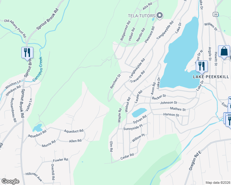 map of restaurants, bars, coffee shops, grocery stores, and more near 31 Traverse Road in Putnam Valley