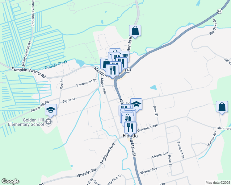 map of restaurants, bars, coffee shops, grocery stores, and more near 8 Jayne Street in Florida