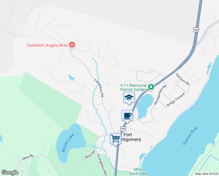map of restaurants, bars, coffee shops, grocery stores, and more near 4 Deer Run Trail in Fort Montgomery