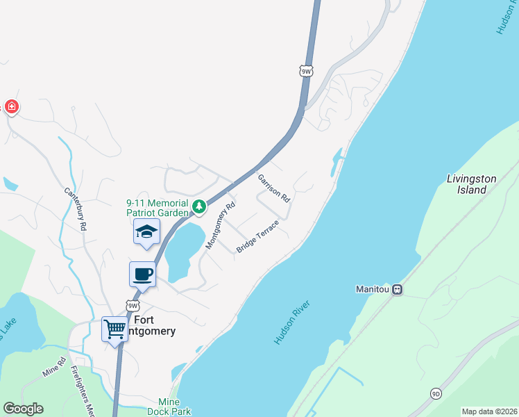 map of restaurants, bars, coffee shops, grocery stores, and more near 10 Highland Avenue in Fort Montgomery