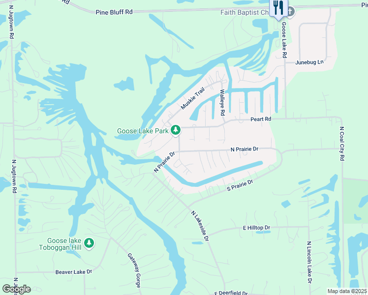 map of restaurants, bars, coffee shops, grocery stores, and more near 3425 Gold Finch Drive in Morris