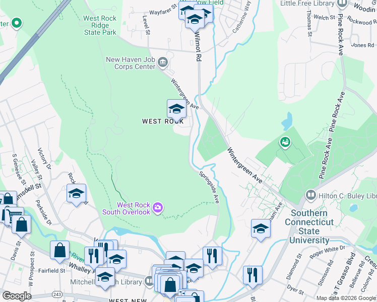 map of restaurants, bars, coffee shops, grocery stores, and more near 146 Springside Avenue in New Haven