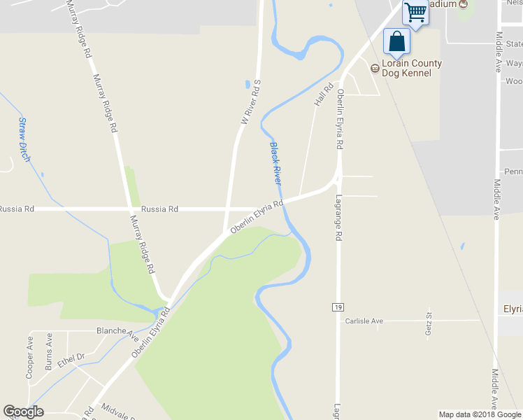 map of restaurants, bars, coffee shops, grocery stores, and more near 1312 Oberlin Elyria Road in Elyria