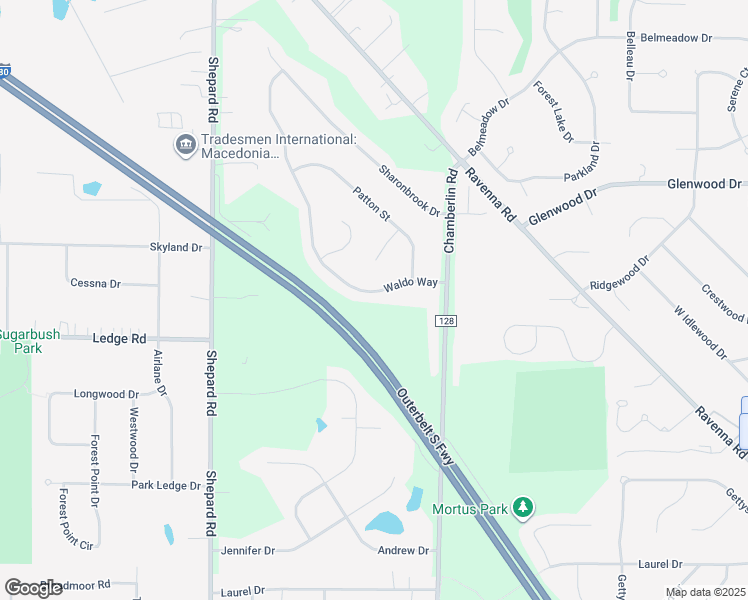 map of restaurants, bars, coffee shops, grocery stores, and more near 1318 Waldo Way in Twinsburg