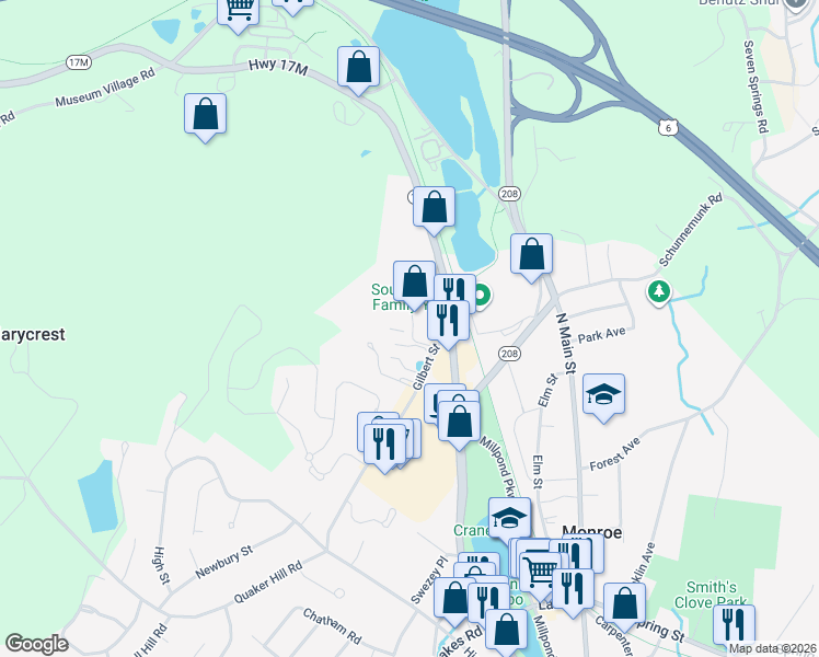 map of restaurants, bars, coffee shops, grocery stores, and more near 23 Talmadge in Monroe