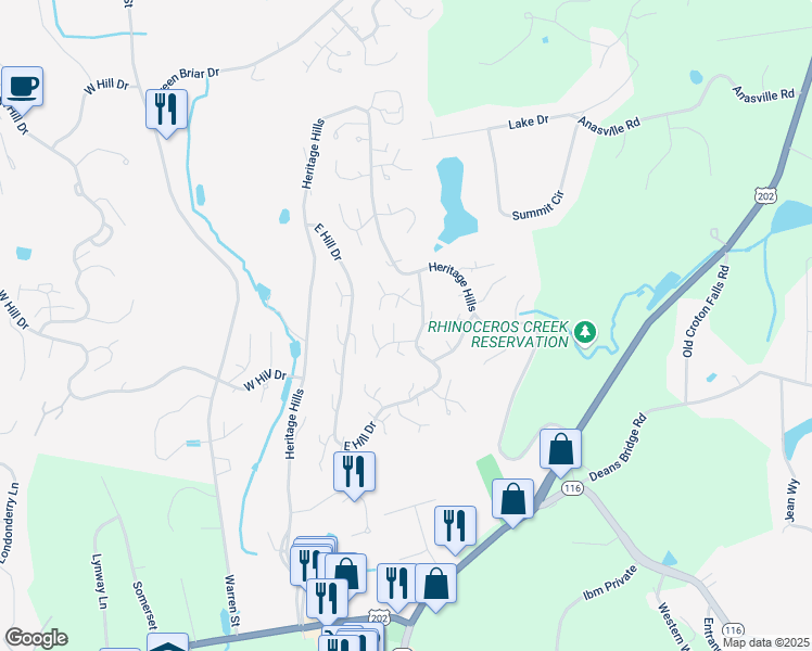 map of restaurants, bars, coffee shops, grocery stores, and more near 108 Heritage Hills in Westchester County