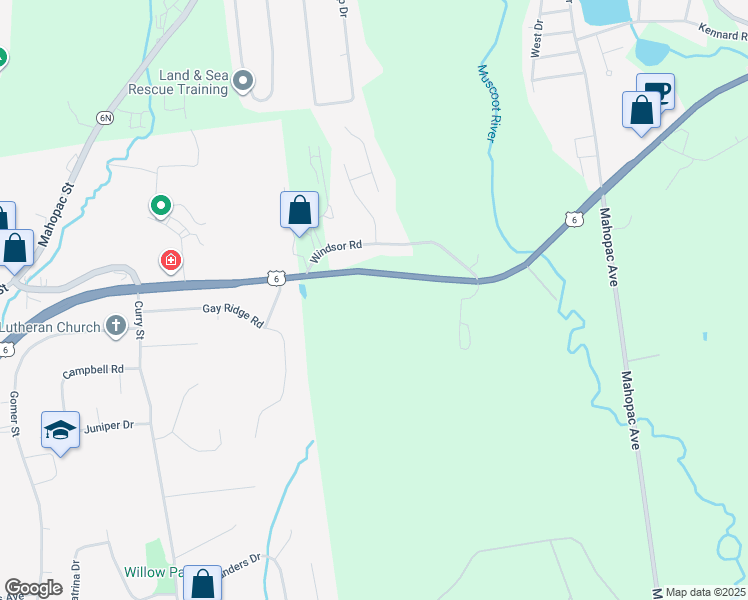 map of restaurants, bars, coffee shops, grocery stores, and more near 2 Birdsall Road in Yorktown Heights