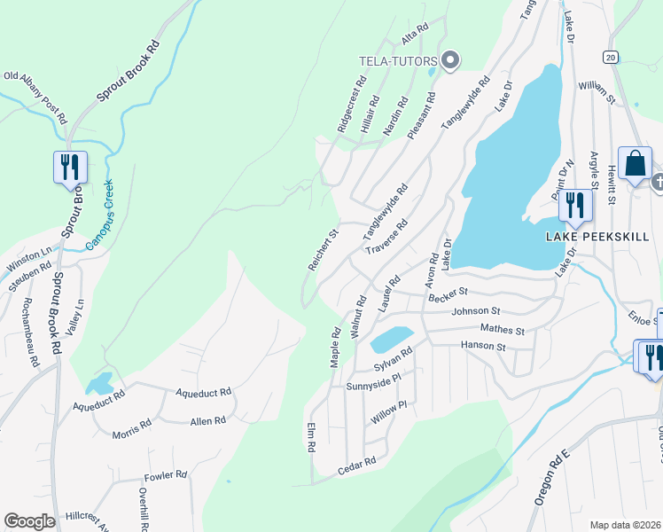 map of restaurants, bars, coffee shops, grocery stores, and more near 31 Traverse Road in Putnam Valley