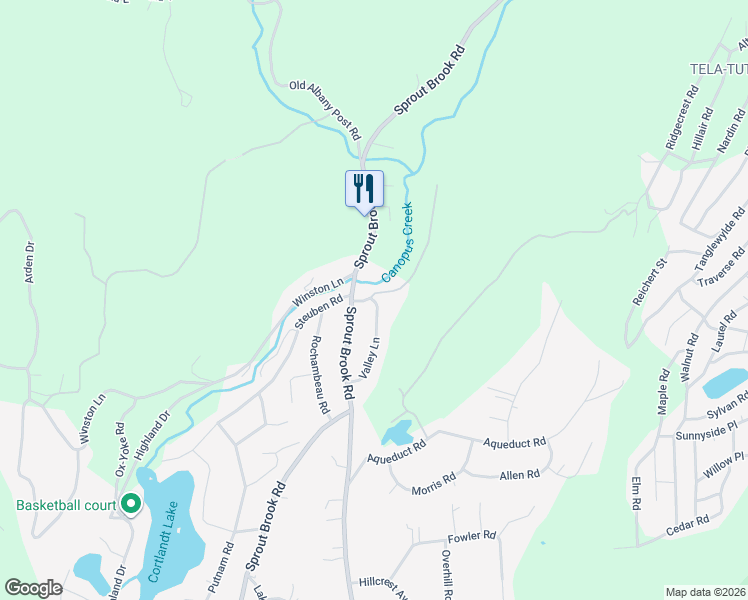 map of restaurants, bars, coffee shops, grocery stores, and more near 2 Brookside Drive in Putnam County