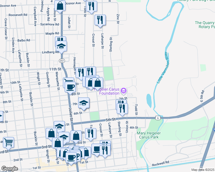 map of restaurants, bars, coffee shops, grocery stores, and more near 826 Laharpe Street in LaSalle