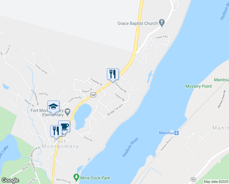 map of restaurants, bars, coffee shops, grocery stores, and more near 1 Highland Avenue in Cornwall