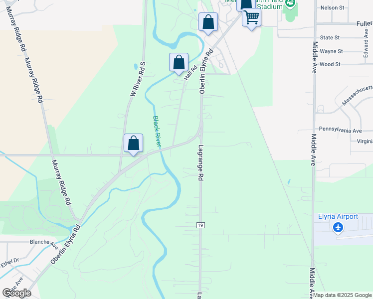 map of restaurants, bars, coffee shops, grocery stores, and more near 760 Oberlin Elyria Road in Elyria