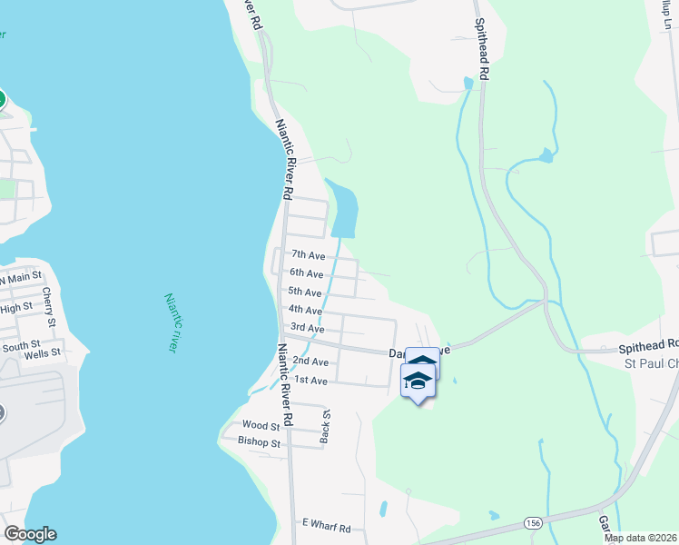 map of restaurants, bars, coffee shops, grocery stores, and more near 22 6th Avenue in Waterford