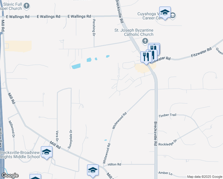 map of restaurants, bars, coffee shops, grocery stores, and more near 6930 Carriage Hill Drive in Brecksville