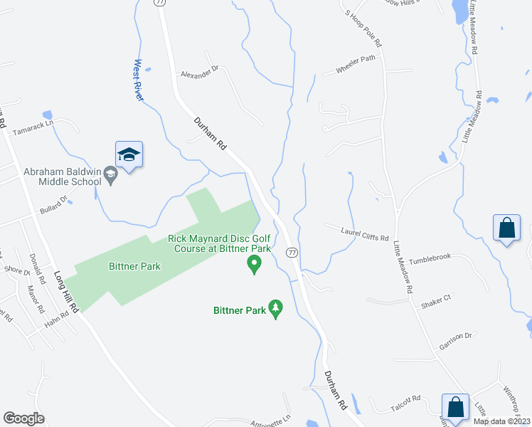 map of restaurants, bars, coffee shops, grocery stores, and more near 1576 Durham Road in Guilford