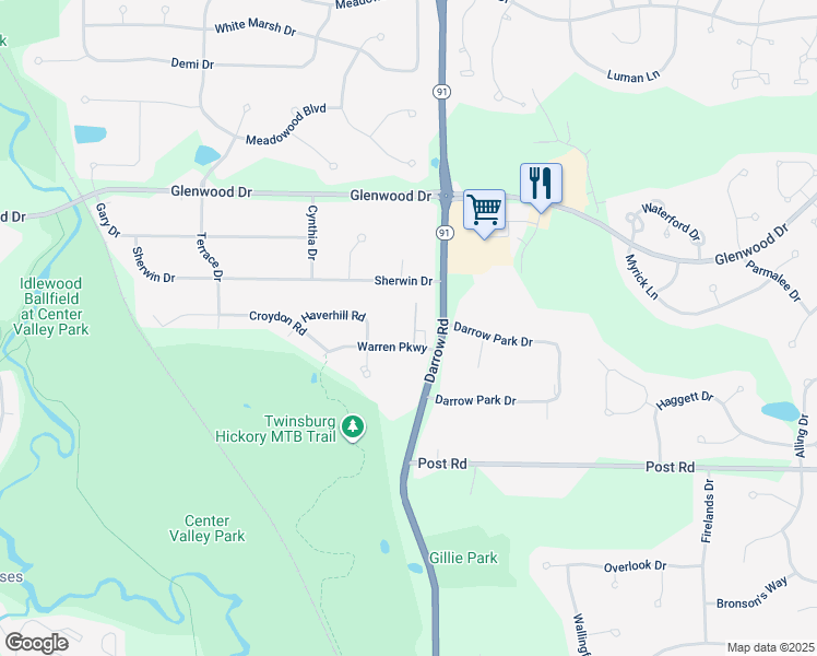 map of restaurants, bars, coffee shops, grocery stores, and more near in Twinsburg