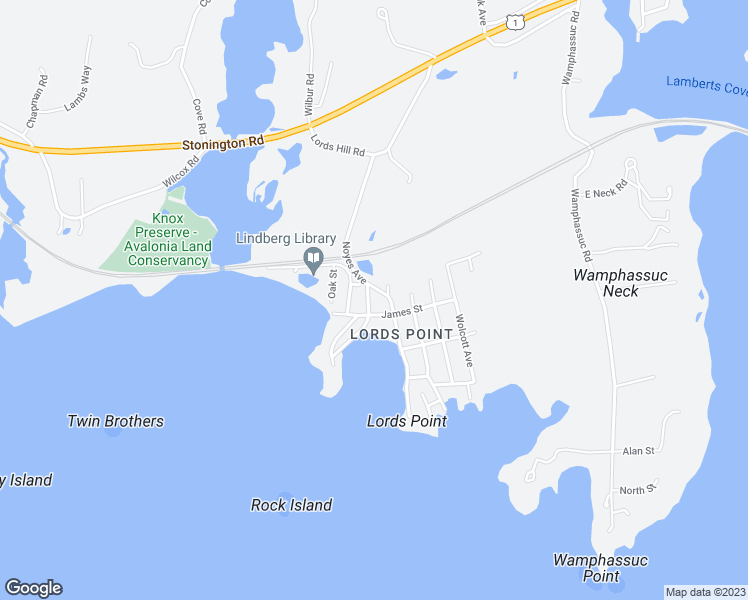 map of restaurants, bars, coffee shops, grocery stores, and more near 71 Noyes Avenue in Stonington