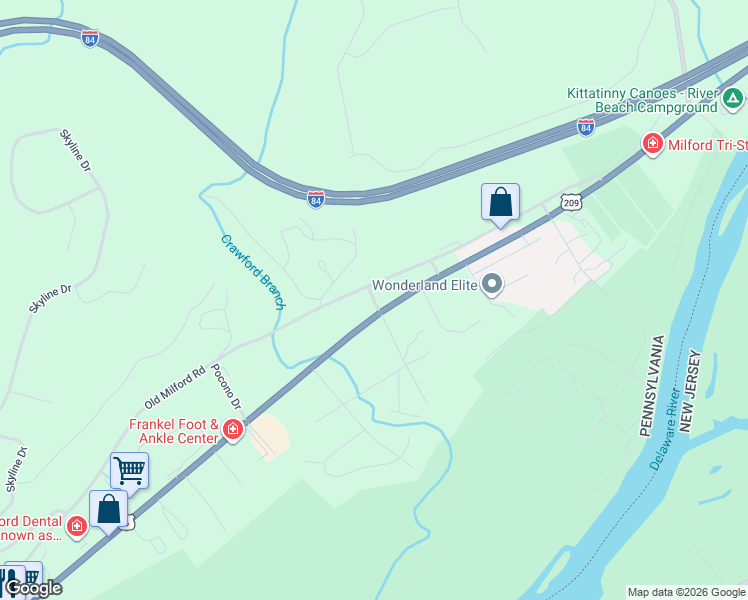 map of restaurants, bars, coffee shops, grocery stores, and more near Schneider Ln in Milford