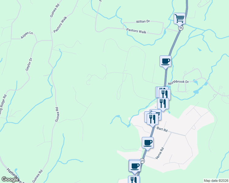 map of restaurants, bars, coffee shops, grocery stores, and more near 212 Windgate Circle in Monroe