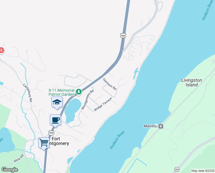 map of restaurants, bars, coffee shops, grocery stores, and more near 10 Highland Avenue in Fort Montgomery