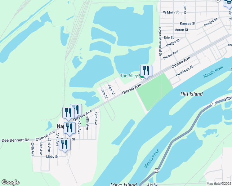 map of restaurants, bars, coffee shops, grocery stores, and more near 1914 Ottawa Avenue in Ottawa