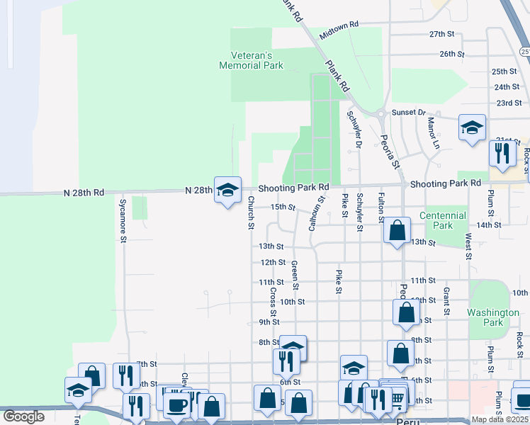 map of restaurants, bars, coffee shops, grocery stores, and more near 2416 15th Street in Peru
