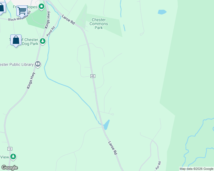 map of restaurants, bars, coffee shops, grocery stores, and more near 5 Vincent Drive in Chester