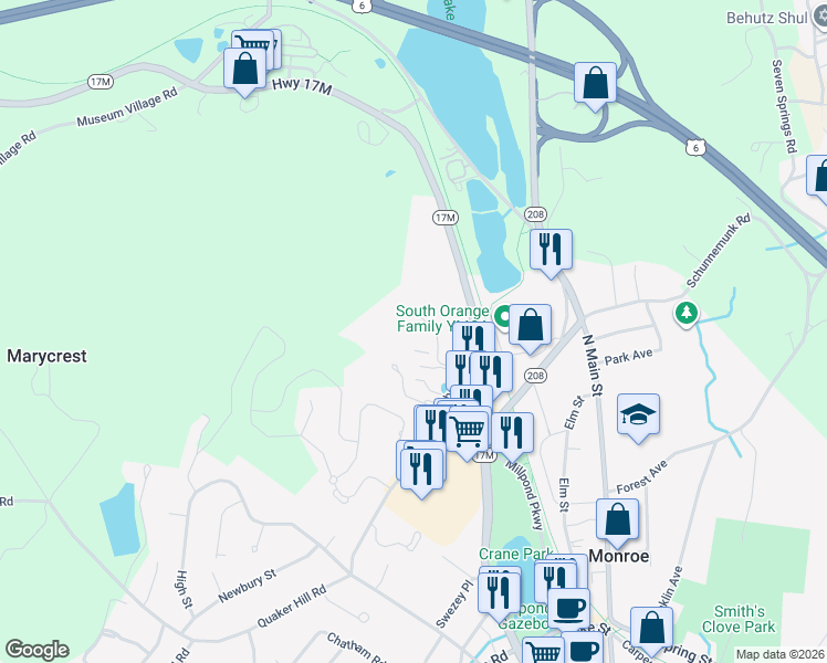 map of restaurants, bars, coffee shops, grocery stores, and more near 23 Talmadge in Monroe