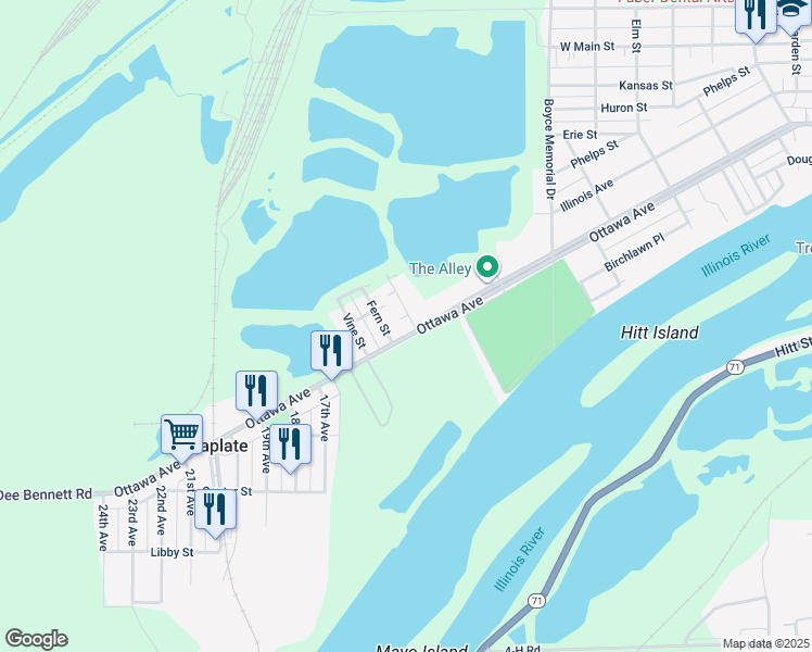 map of restaurants, bars, coffee shops, grocery stores, and more near 1914 Ottawa Avenue in Ottawa