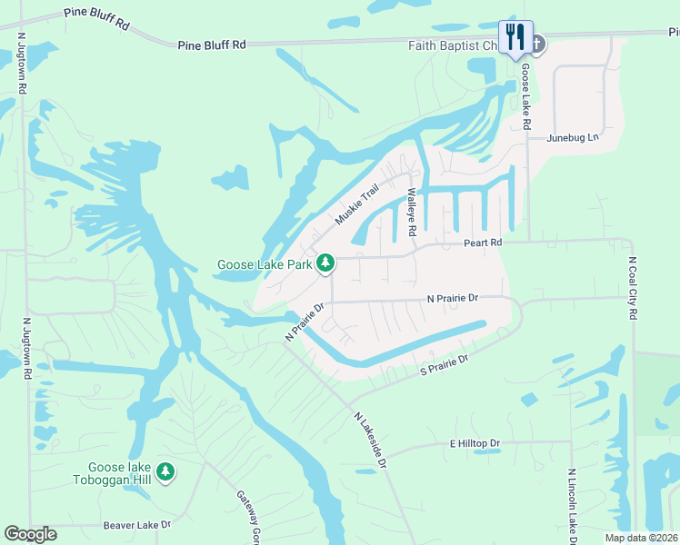 map of restaurants, bars, coffee shops, grocery stores, and more near 3425 Gold Finch Drive in Morris