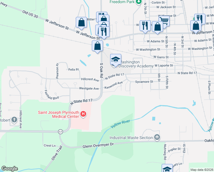 map of restaurants, bars, coffee shops, grocery stores, and more near 1606 Kenwood Avenue in Plymouth