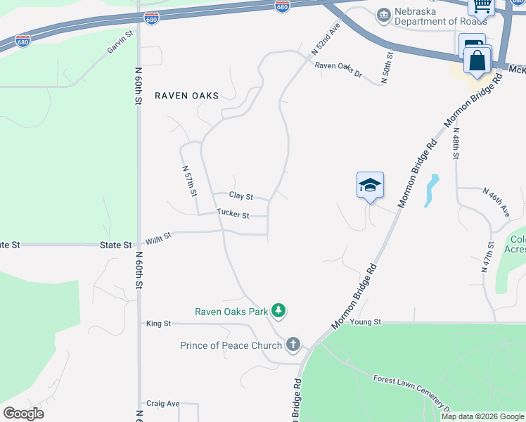 map of restaurants, bars, coffee shops, grocery stores, and more near 8606 North 52nd Avenue in Omaha