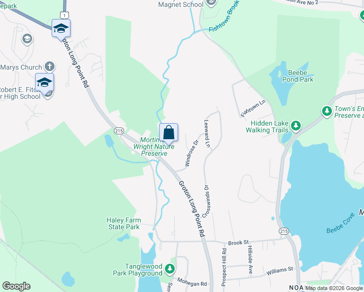 map of restaurants, bars, coffee shops, grocery stores, and more near 5 Talewinds Lane in Groton