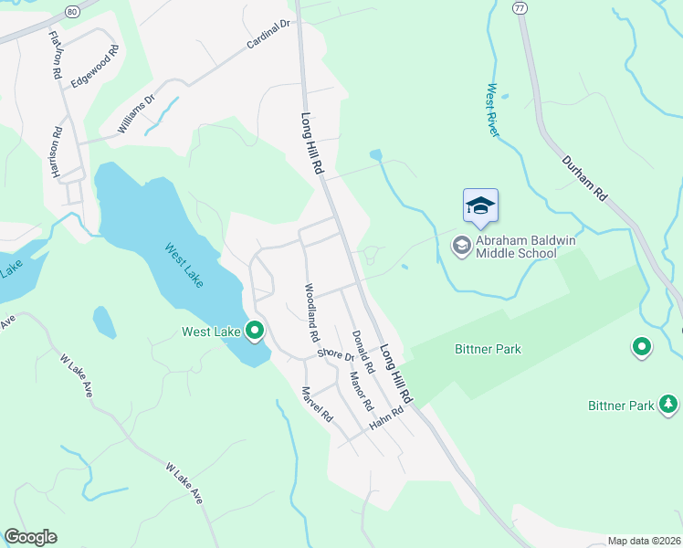 map of restaurants, bars, coffee shops, grocery stores, and more near 2030 Long Hill Road in Guilford