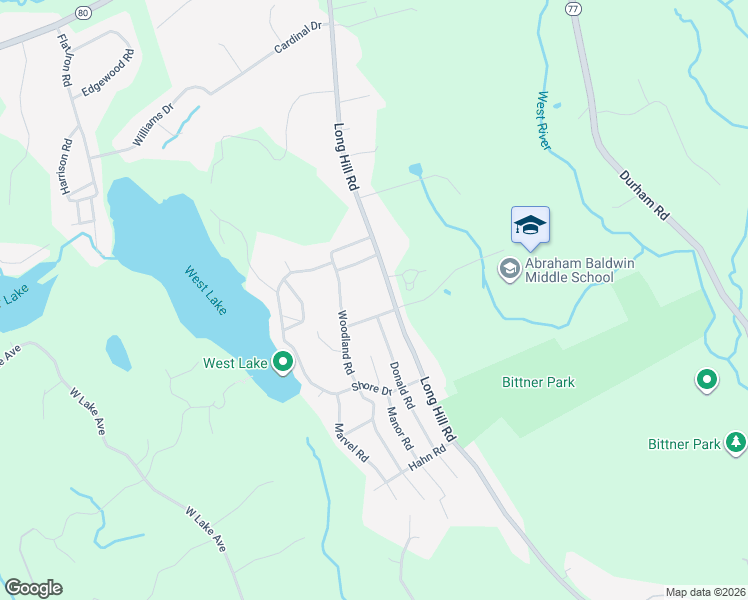 map of restaurants, bars, coffee shops, grocery stores, and more near 2030 Long Hill Road in Guilford
