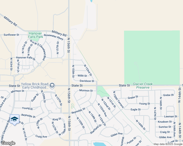 map of restaurants, bars, coffee shops, grocery stores, and more near 8505 North 153rd Street in Bennington