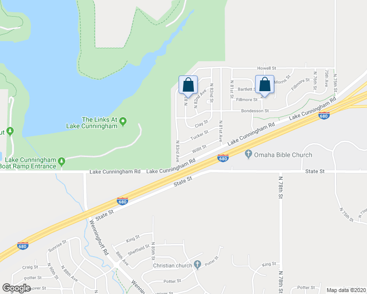 map of restaurants, bars, coffee shops, grocery stores, and more near 8240 Willit Street in Omaha
