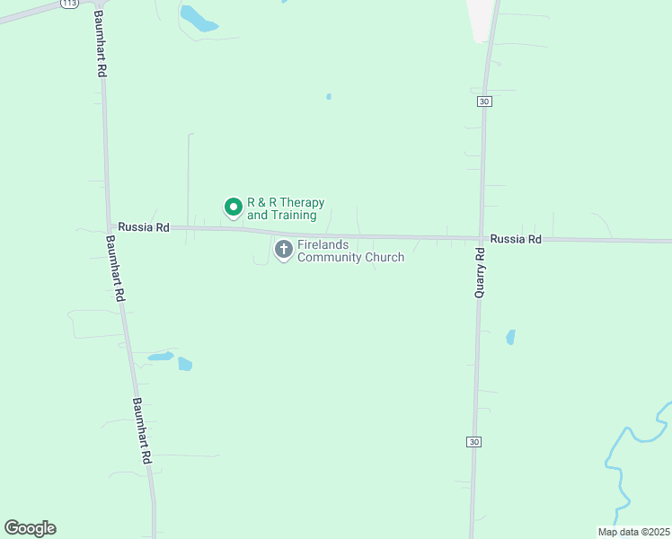 map of restaurants, bars, coffee shops, grocery stores, and more near 48315 Russia Road in Amherst
