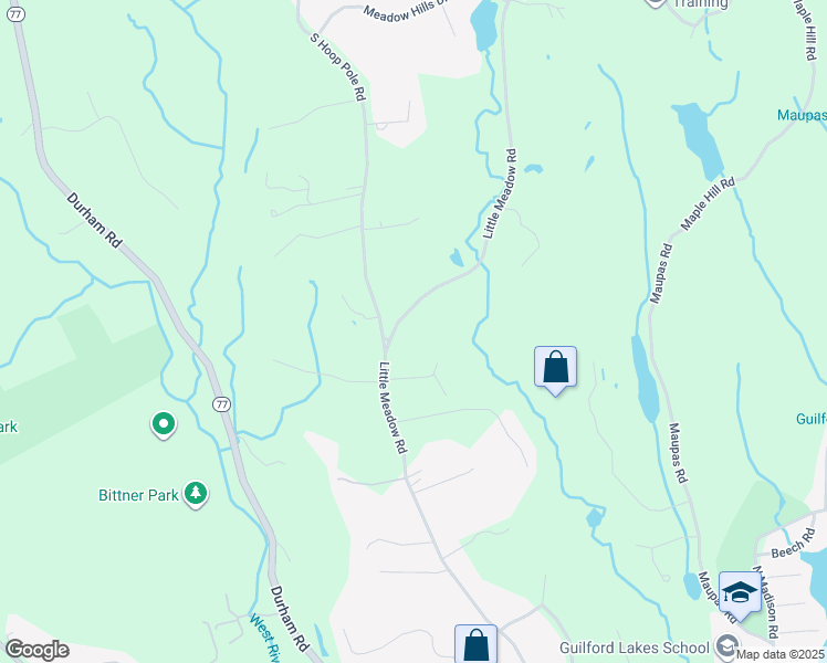 map of restaurants, bars, coffee shops, grocery stores, and more near 1533 Little Meadow Road in Guilford
