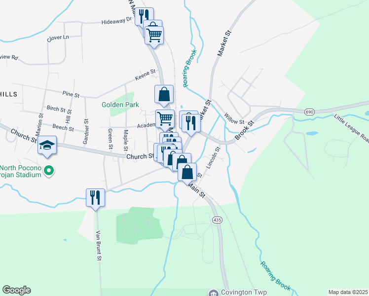 map of restaurants, bars, coffee shops, grocery stores, and more near 116 Market Street in Moscow