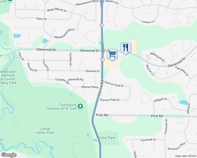 map of restaurants, bars, coffee shops, grocery stores, and more near in Twinsburg