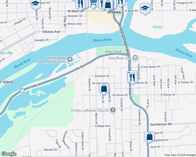 map of restaurants, bars, coffee shops, grocery stores, and more near 421 Guthrie Street in Ottawa
